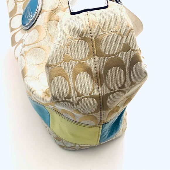 COACH Signature Stripe Multicolor Medium Size
Bag, Leather and Canvas #F17428 - Picture 6 of 12